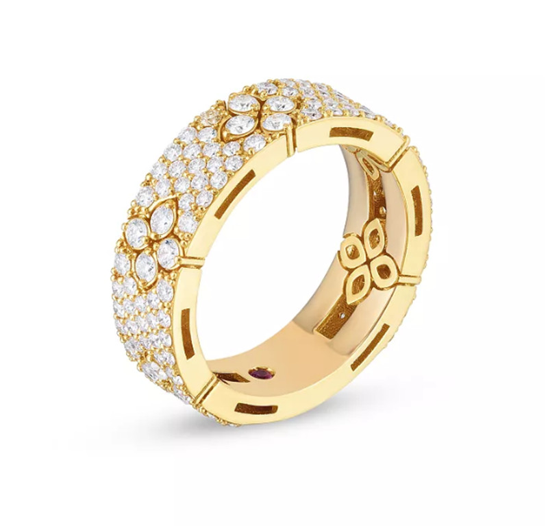 Fornecedor de anel de flor personalizado em ouro amarelo 18K Vermeil Love em Verona CZ