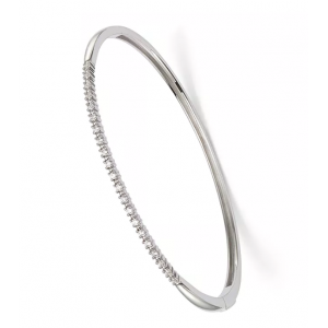 Custom made 925 Silver Jewelry CZ  Bangle Bracelet in 14K White Gold Vermeil