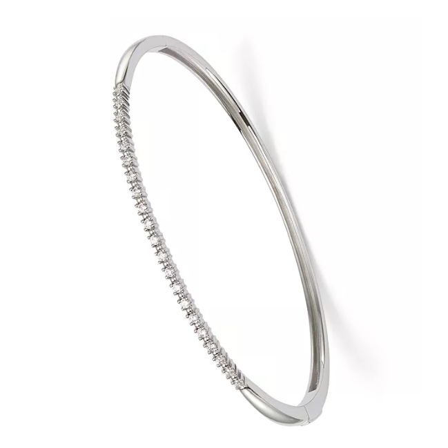 Custom made 925 Silver Jewelry CZ  Bangle Bracelet in 14K White Gold Vermeil