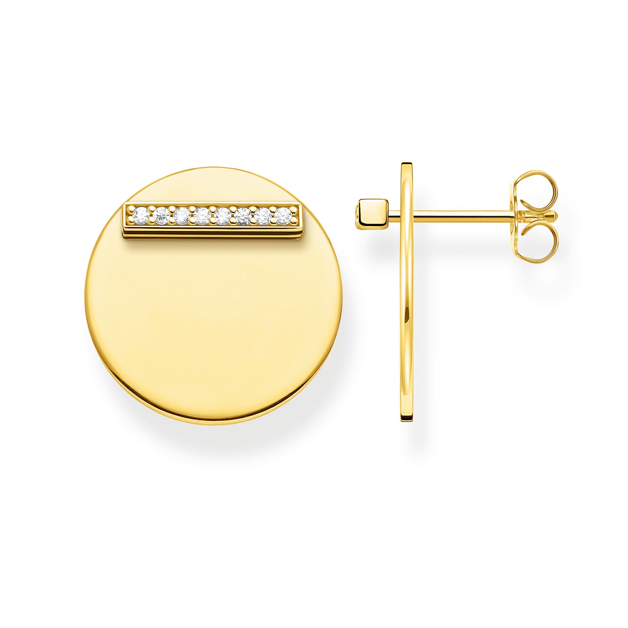Orecchini a bottone su misura all'ingrosso in gioielli OEM / ODM argento sterling 925 placcato oro giallo con zirconi bianchi OEM