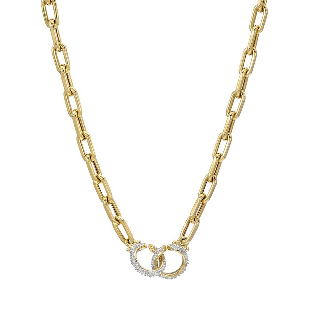 Custom made German style jewelry, 14K Yellow Gold Vermeil CZ  Chain Necklace wholesaler
