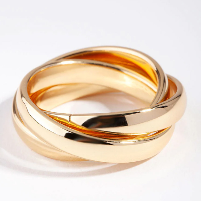 Позолоченное перекрещенное кольцо, изготовленное на заказ, пожалуйста, свяжитесь напрямую с нашими ювелирами.