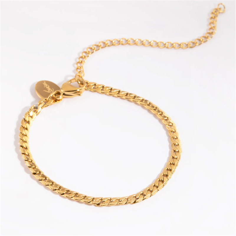 Custom made Gold Plated Surgical Steel Flat Chain Bracelet 14k gold jewelry manufacturers