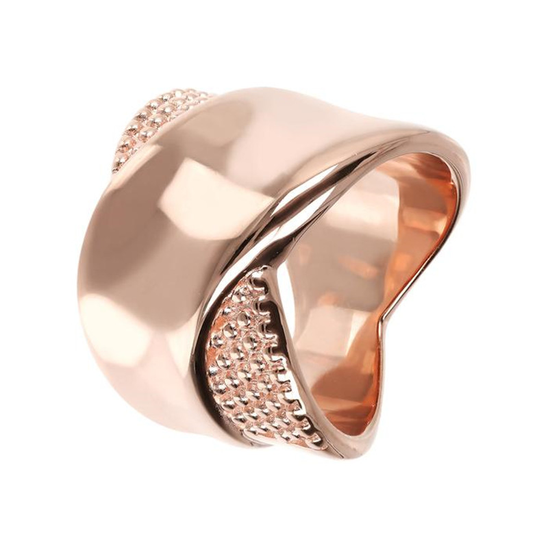 Pasgemaakte Golden Rose Braided Double Texture Ring van groothandel juweliersware verskaffer