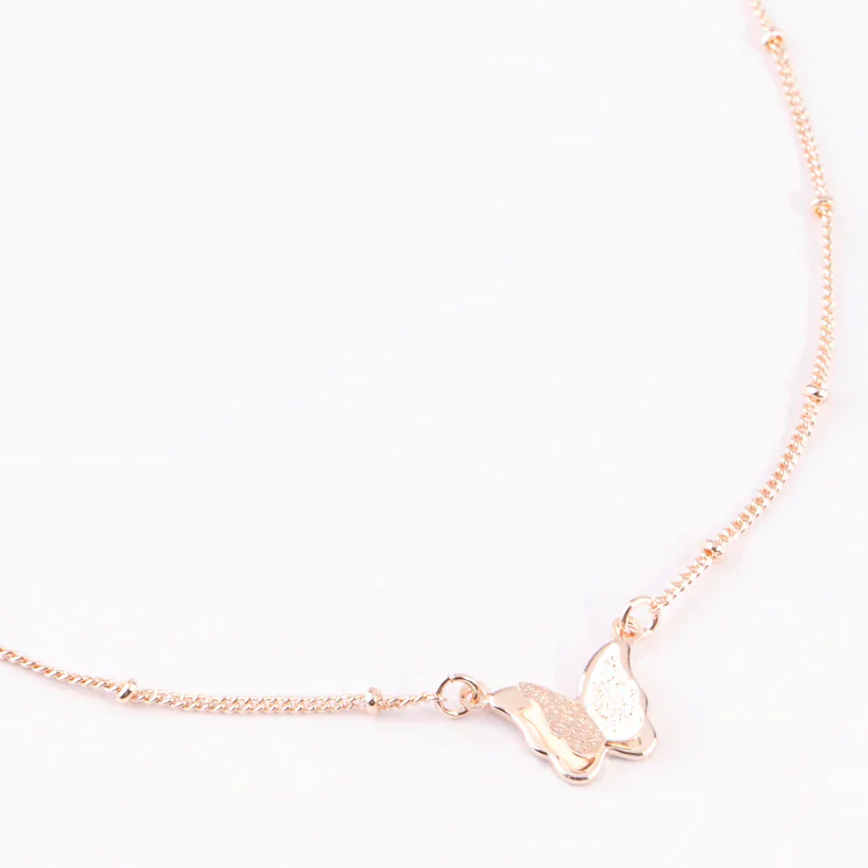 Custom made High-Polish Rose Gold plated Butterfly Necklace made in 925 sterling silver or copper