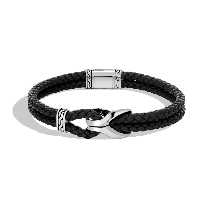 Bracelet à maillons de chaîne classique Asli pour hommes sur mesure en cuir noir bijoux en argent Sterling 925 OEM