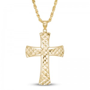 Оптовая продажа, выполненная на заказ, мужская цепочка с крестом OEM / ODM, ювелирное ожерелье, 10-каратное желтое золото, дизайнерские серебряные украшения оптом