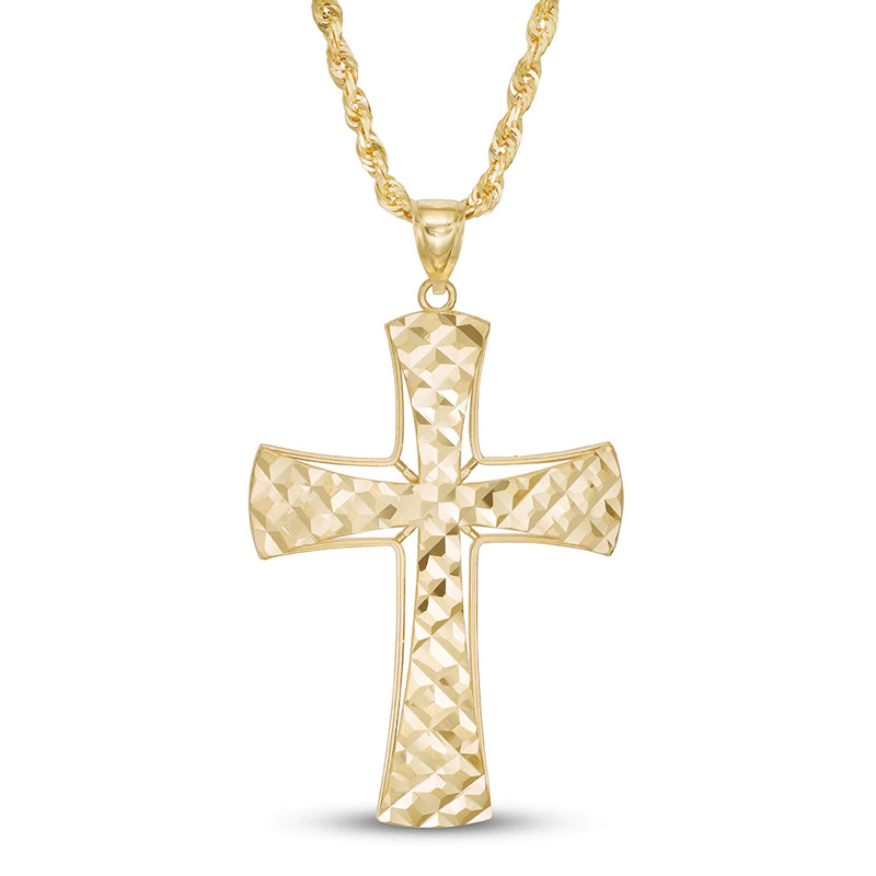 Collana a catena con croce da uomo su misura, vendita all'ingrosso di gioielli in argento di design in oro giallo 10 carati