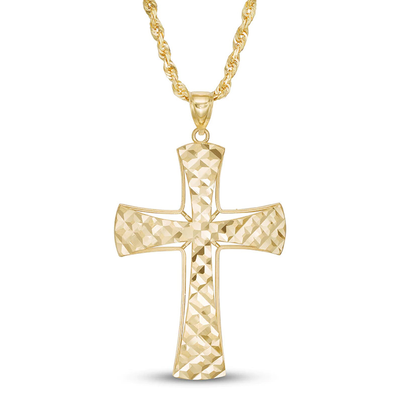 Saincheaptha déanta na bhFear Cross Slabhra muince 10K Yellow Gold jewelry airgid dearthóir mórdhíola