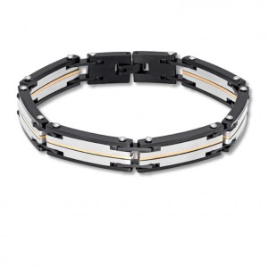 Pulsera de eslabones para hombre hecha a medida, fabricante de joyas OEM de acero inoxidable negro y dorado