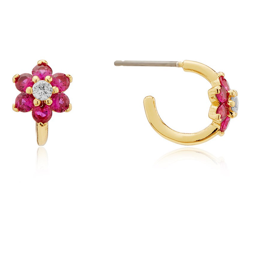 Earrings Huggie Flower Crystal déanta saincheaptha agus do ghnó jewelry nua ar líne á thosú
