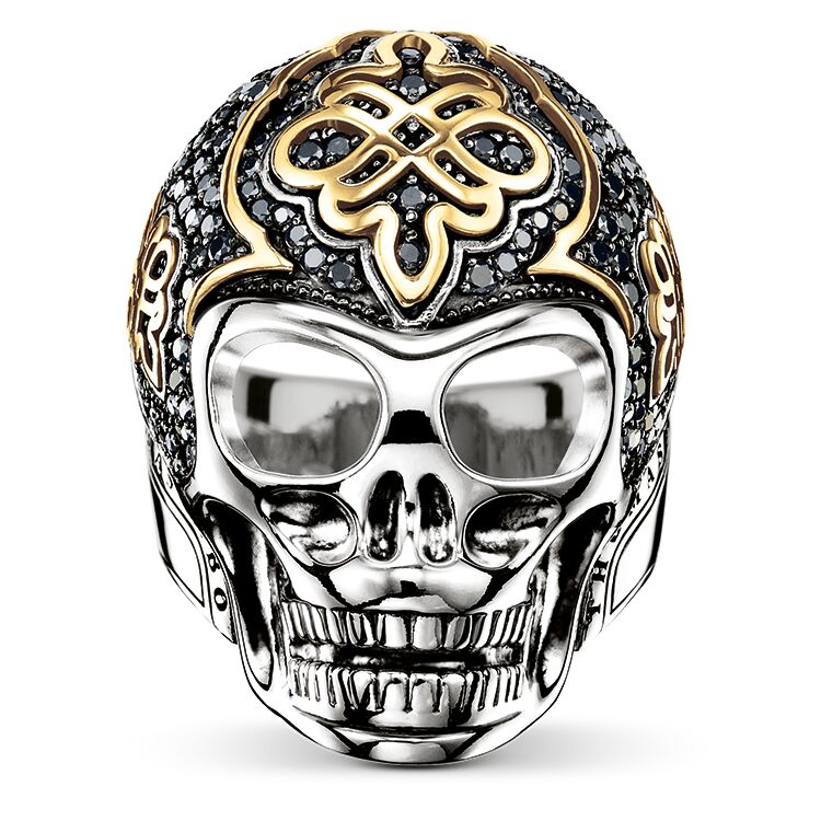 خاتم جمجمة مخصص بالجملة مصنوع من مجوهرات OEM/ODM باللون الأسود 925 من الفضة الاسترليني مجوهرات OEM