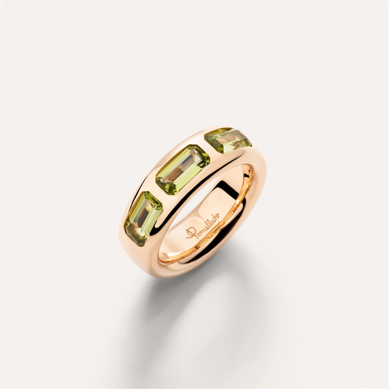 Maßgeschneiderte Moderinge aus kubischem Zirkonia, Schmuck, ikonischer Ring, Peridot-Roségold, 18 Karat