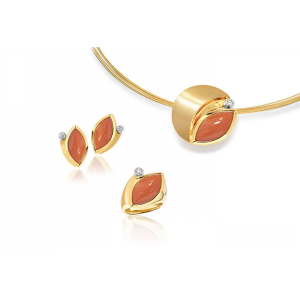 Maßgeschneiderte Ohrring-Halskette aus 18 Karat Gelbgold plattiertem Silberschmucklieferant und Großhändler