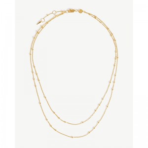 Collane a doppia catena in argento sterling realizzate su misura e placcate in oro 18 carati.