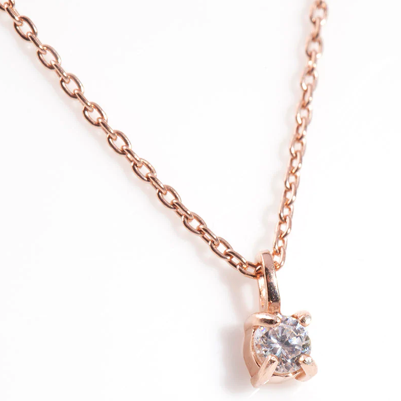 Custom made jewellery Rose Gold Plated Sterling Silver Cubic Zirconia Baby Carat Necklace