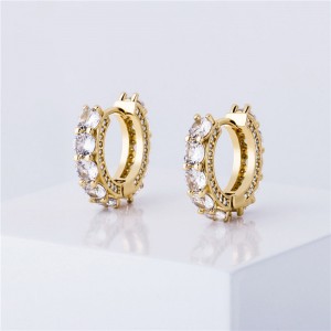 Custom made jewelry cubic zirconia earrings vermeil yellow gold
