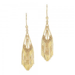 Custom made jewelry in 14K Yellow Gold Vermeil Beaded Dangle Earrings, China your best choice wholesaler