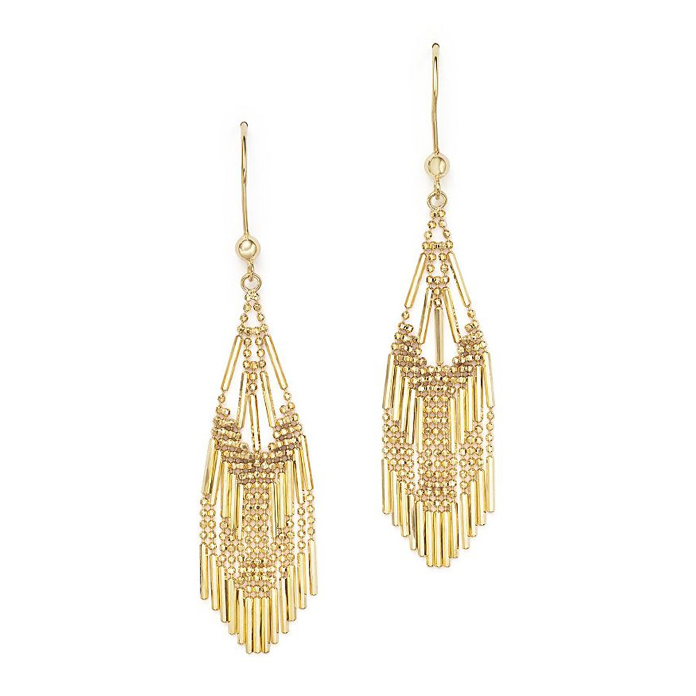 Custom made jewelry in 14K Yellow Gold Vermeil Beaded Dangle Earrings, China your best choice wholesaler