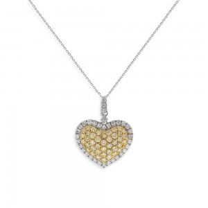 Custom made jewelry wholesaler order 3000 pieces of yellow & white cz heart pendant necklace in 14k white & yellow gold vermeil