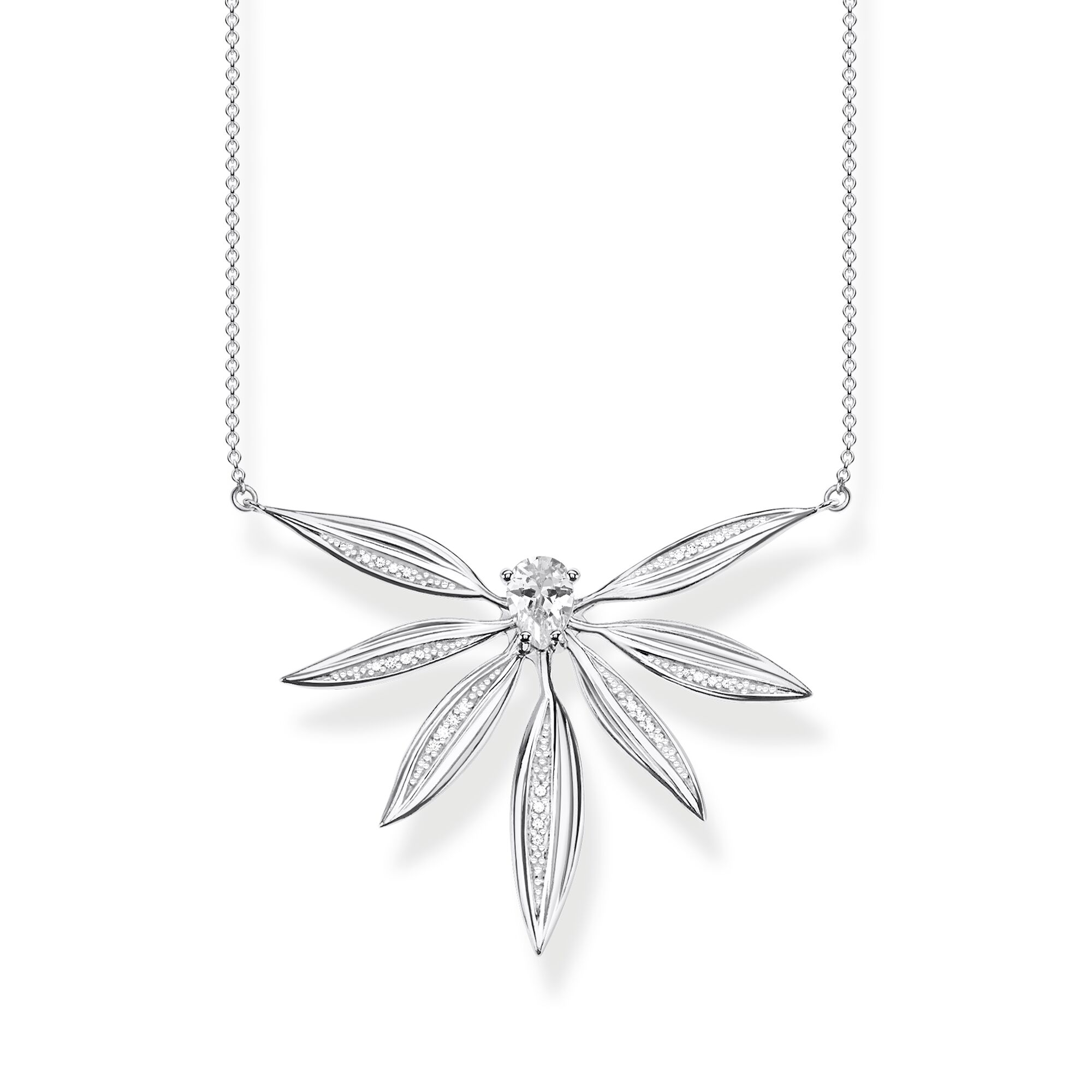 Wholesale Custom made OEM/ODM Jewelry necklace for women in 925 Sterling silver with large leaf pendant OEM