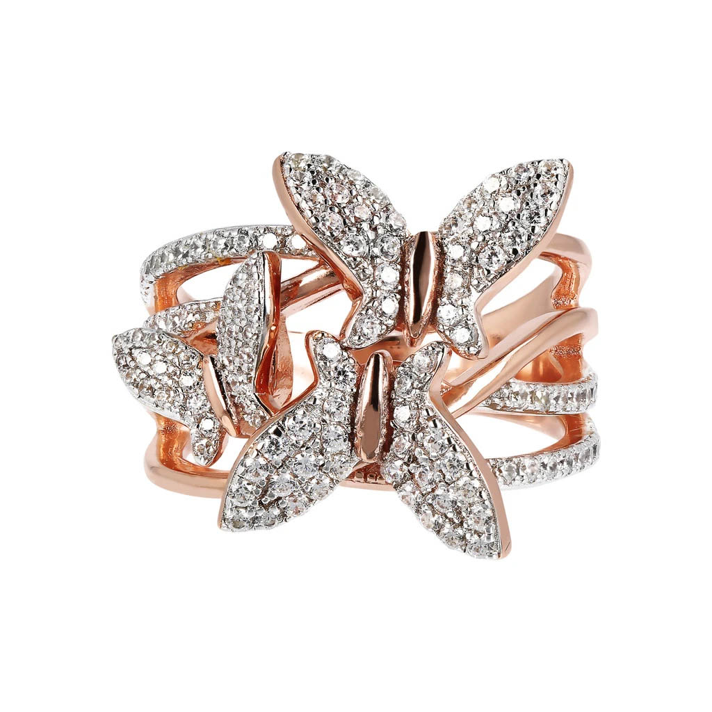 Velkoobchod OEM/ODM Prsten vyrobený na zakázku z 18K růžového zlata pozlacený stříbrem 925 Velkoobchod CZ Dodavatel módních šperků