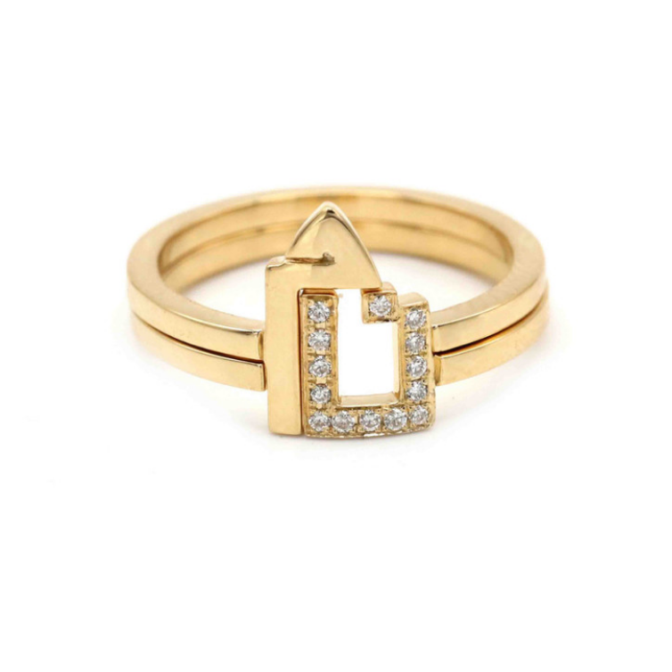 Bijuterii inel personalizate din pietre albe CZ cu placare cu aur galben de 14k