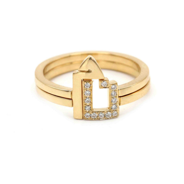 Custom made ring jewelry in white CZ stones with 14k yellow gold plating