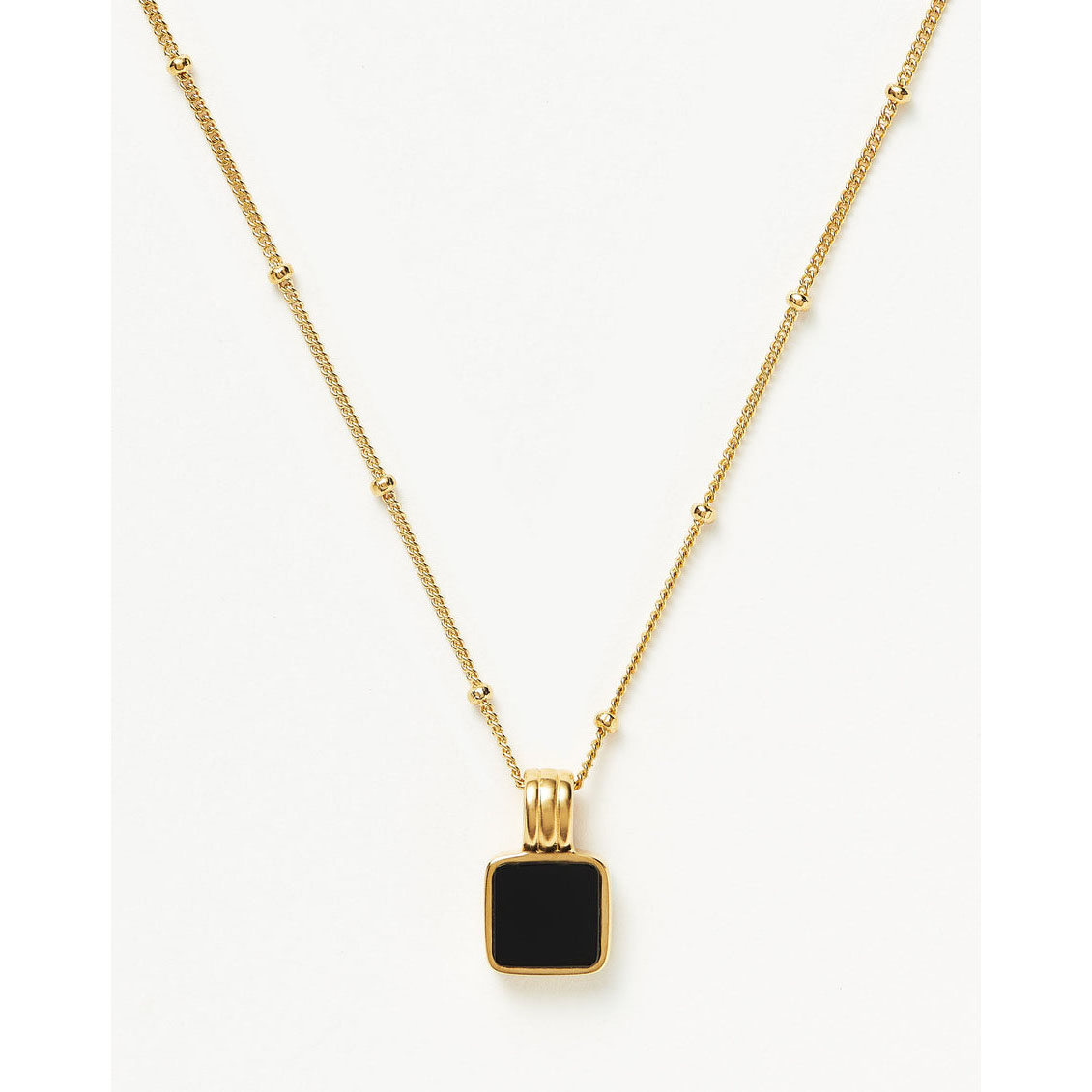 Kalung onyx hitam persegi yang dibuat khusus dalam perak murni 18k vermeil 925 berlapis emas