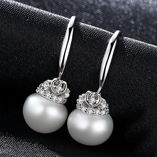 Custom made sterling silver vermeil hoop  pearl earrings