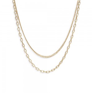 Custom made14K Yellow Gold Vermeil Double-Row Chain Necklace wholesale