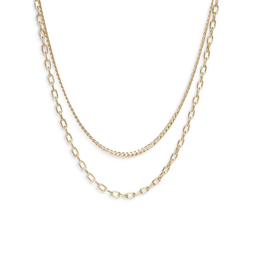 Custom made14K Yellow Gold Vermeil Double-Row Chain Necklace wholesale