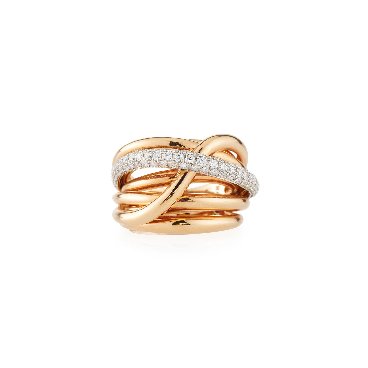 Wholesale Custom make 18k Rose Gold OEM/ODM Jewelry Diamond Overlap Ring women’s fine jewelry designer