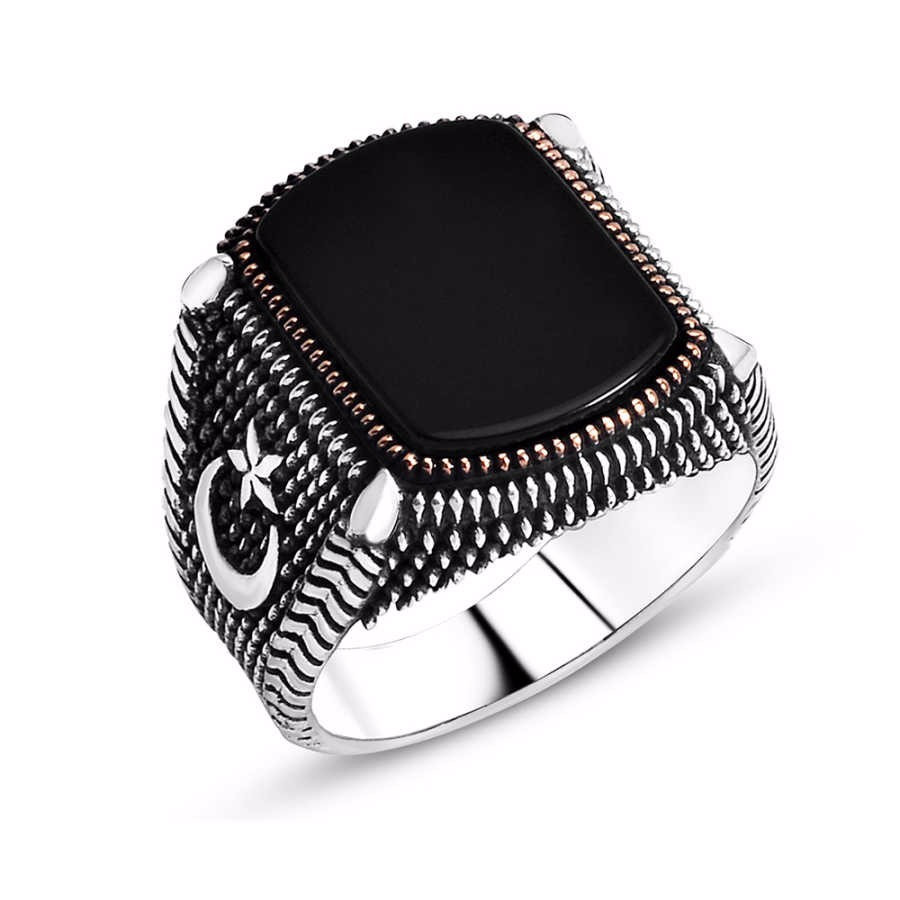 Vânzare cu ridicata personalizate OEM/ODM bijuterii bărbat 925s Silver Moon Star Signet Ring Furnizor cu ridicata de bijuterii din argint