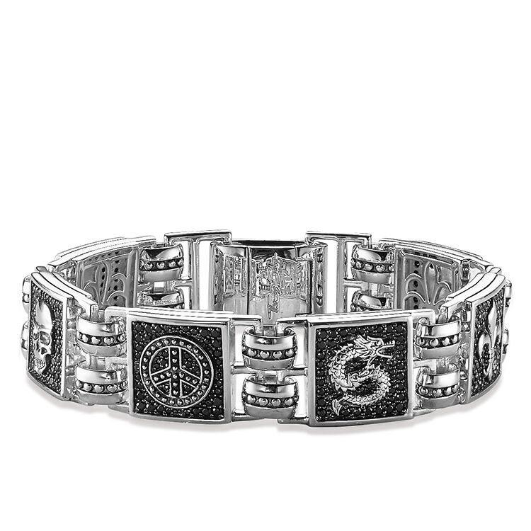 Pulseira masculina personalizada por atacado 925 prata esterlina, joias OEM/ODM fornecedor de joias OEM pretas de zircônia