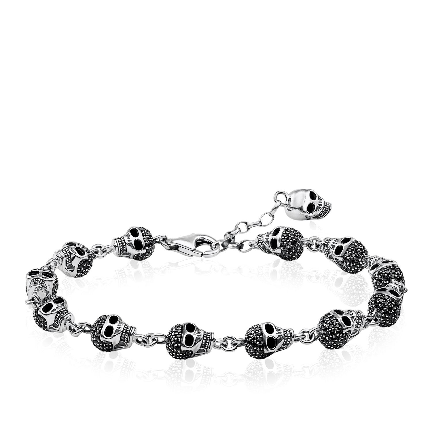 Bracelet en argent Sterling 925 personnalisé pour hommes, bijoux OEM/ODM noirci, zircone noire, fabricant OEM, vente en gros