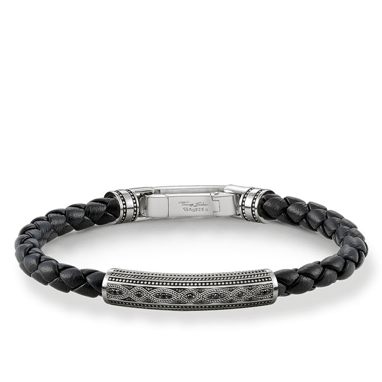 Großhandel Custom Herren OEM/ODM Schmuck elastisches Stretch-Armband 925 Sterling Silber Zirkonia schwarz OEM-Schmuckfabrik