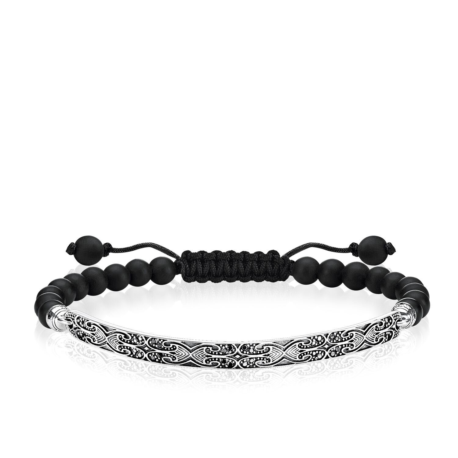 Grossistanpassade herrsmycken Armband 925 Sterling OEM/ODM Smycken silver, zirconia svart, obsidian OEM-leverantör