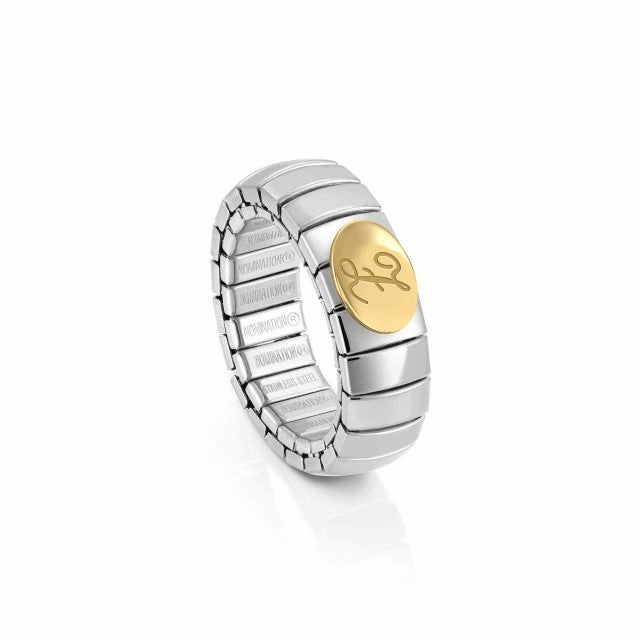 Custom men’s jewelry OEM ODM Stretch ring with Letter in gold and stainless steel