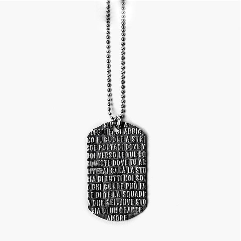 Custom mens jewelry for juventus army  data necklace in 925 sterling silver