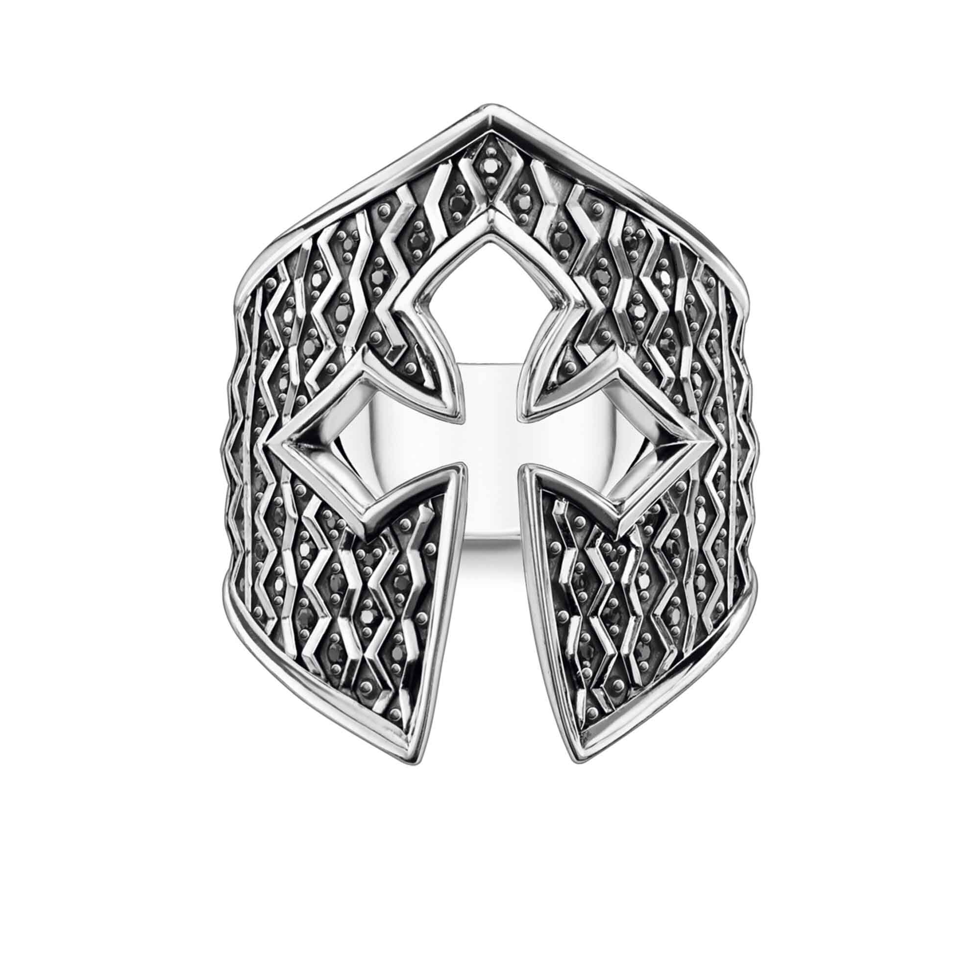 Anello da uomo personalizzato all'ingrosso nel design del casco per gioielli OEM / ODM del cavaliere realizzato in fabbrica OEM in argento sterling 925