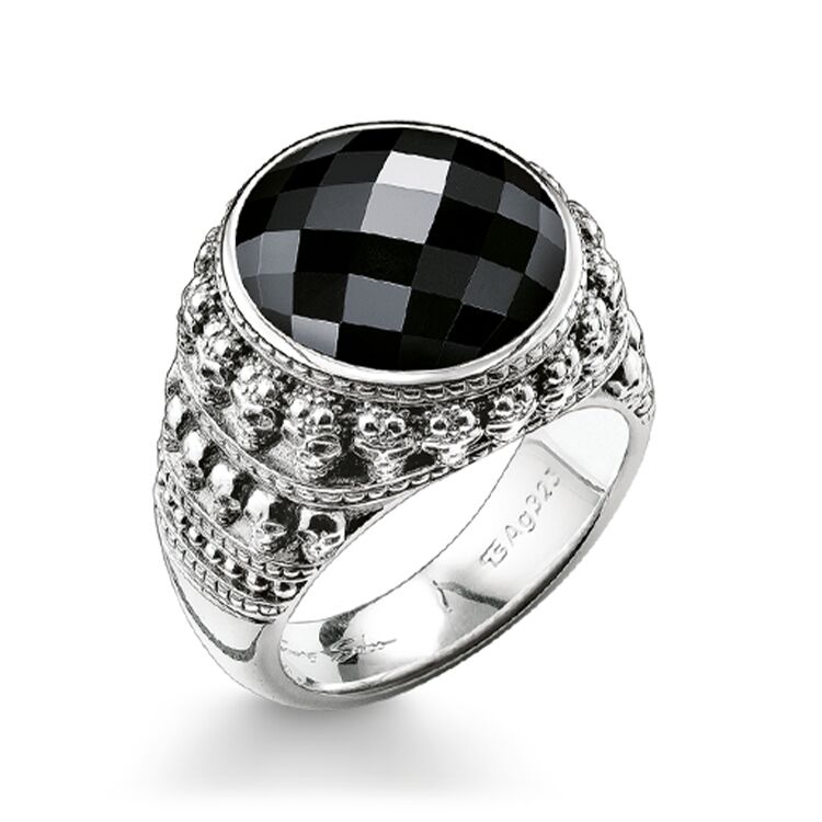 Engros Custom herre OEM/ODM smykker ring smykker lavet af 925 sterling sølv med onyx