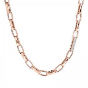 Custom necklace jewelry,Creat Design Bold Forzatina Chain Necklace with Pavé Detail wholesale