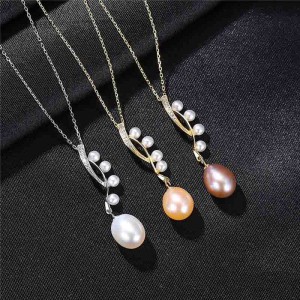 Collar de perlas personalizado hecho de fabricante de joyas de plata de ley 925.