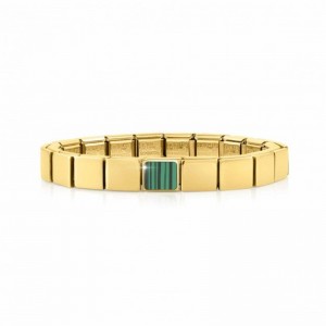 Bijoux personnalisés sur mesure en bracelet Acier inoxydable, Finition dorée, Résine Malachite
