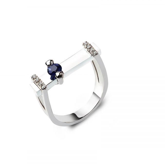 L'anello personalizzato all'ingrosso riflette l'eleganza dei gioielli OEM / ODM in oro bianco 18 K progetta i tuoi gioielli