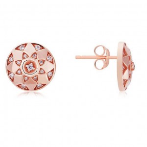 Brincos de disco de flor de cristal preenchidos com ouro rosa personalizados para o mercado norte-americano