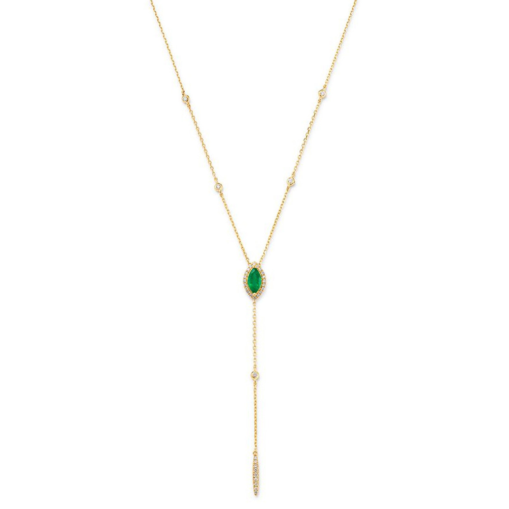 Distributori all'ingrosso di gioielli in argento sterling personalizzati Collana Lariat con zirconi cubici OEM ODM in oro giallo 14k Vermeil