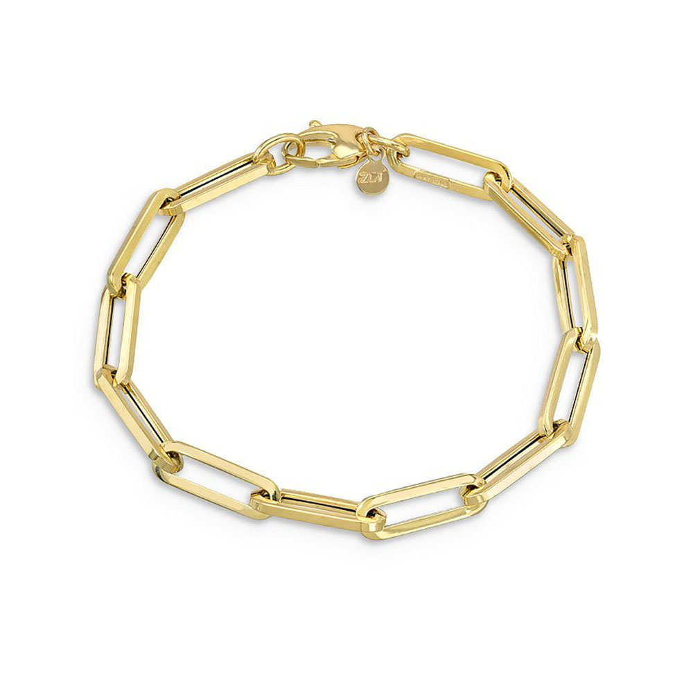 Pemasok perhiasan Gelang Rantai Klip Kertas Ekstra Besar Emas Kuning 14K grosir kustom