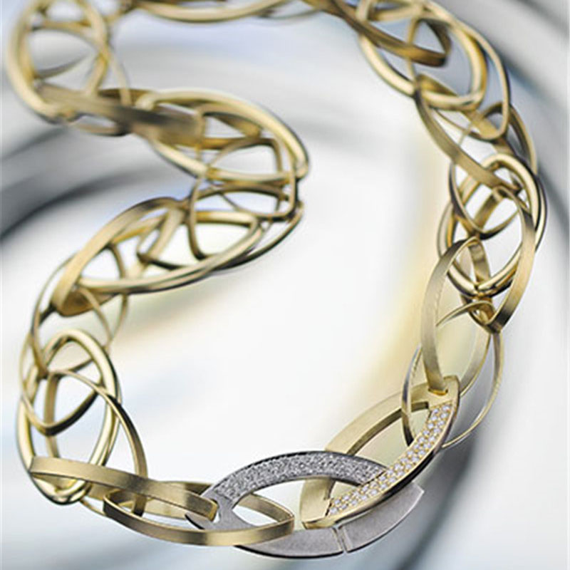 Anpassad grossist 18K guld vermeil sterling silver CZ halsband med dina ritningar, storlekar, längder